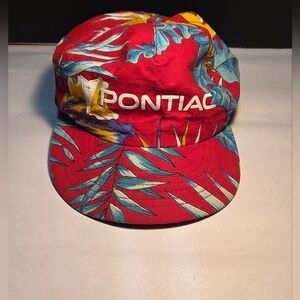 Vintage Pontiac Hat 80s/90s Tropical Jungle Strapback Cap Racing Made In USA